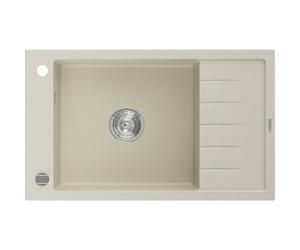 Mexen Elias évier en granit 1 bac avec égouttoir 795 x 480 mm, beige, siphon chromé - 6511791005-69 4010 5907709194496