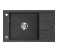 Mexen Elias Évier en granit 1 bac avec égouttoir 795 x 480 mm, noir moucheté, siphon chromé - 6511791005-76 4015 5907709194533