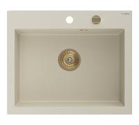 Mexen Elix évier en granit 1 bac 600 x 500 mm, beige, siphon doré - 6525601005-69-G 66148 5905315586940
