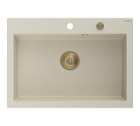 Mexen Elix évier en granit 1 bac 700 x 500 mm, beige, siphon doré - 6526701005-69-G 66190 5905315587015