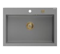 Mexen Elix évier en granit 1 bac 700 x 500 mm, gris, siphon doré - 6526701005-71-G 66191 5905315587022