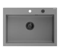 Mexen Elix évier en granit 1 bac 700 x 500 mm, gris, siphon noir - 6526701005-71-B 66202 5905315587237