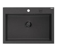Mexen Elix évier en granit 1 bac 700 x 500 mm, noir moucheté, siphon noir - 6526701005-76-B 66205 5905315587268