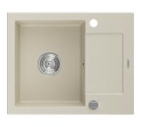 Mexen Enzo évier en granit 1 bac avec égouttoir 576 x 465 mm, beige, siphon chromé - 6506571005-69 3517 5907709194090