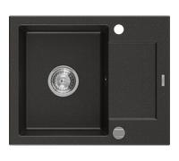 Mexen Enzo évier en granit 1 bac avec égouttoir 576 x 465 mm, noir/or métallisé, siphon chromé - 6506571005-75 3522 5907709194120
