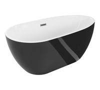 Mexen Eos baignoire autoportante 170 x 75 cm, blanche/noire, trop-plein gris canon brossé - 52471707575-66 46214 5905315381279