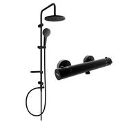 Mexen Erik ensemble de douche apparent avec pomme de douche et robinet de douche thermostatique Kai, noir - 77100205-70 5973 5907709180574