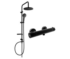 Mexen Erik ensemble de douche apparent avec pomme de douche et robinet de douche thermostatique Kai, noir - 77100205-70 5973 5907709180574