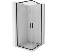 Mexen Exo-R Duo cabine de douche carrée avec porte battante 100 x 100 cm, transparente, noire - 8110-100-100-70-00 54936 5905315937988