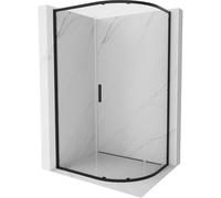 Mexen Exo-S cabine de douche quart de cercle asymétrique coulissante 100 x 90 cm, transparente, noire - 8131-100-090-70-00 54970 5905315938268