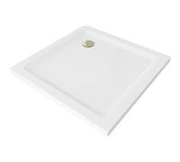 Mexen Flat bac à douche carré slim 70 x 70 cm, blanc, siphon doré - 40107070G 13187 5907709164161