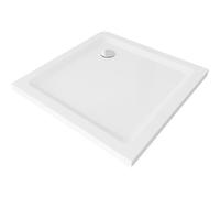 Mexen Flat receveur de douche carré slim 100 x 100 cm, blanc, siphon chromé - 40101010 2446 5903163389133