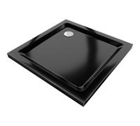 Mexen Flat receveur de douche carré slim 80 x 80 cm, noir, siphon chromé - 40708080 2527 5903163389386