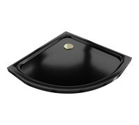 Mexen Flat receveur de douche demi-circulaire slim 100 x 100 cm, noir, siphon doré - 41701010G 14481 5907709151840