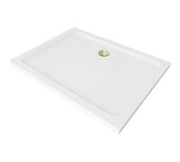 Mexen Flat receveur de douche rectangulaire slim 130 x 90 cm, blanc, siphon doré - 40109013G 13251 5907709164567