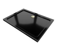 Mexen Flat receveur de douche rectangulaire slim 130 x 90 cm, noir, siphon doré - 40709013G 14511 5907709151888