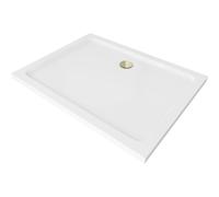 Mexen Flat receveur rectangulaire slim 140 x 100 cm, blanc, siphon doré - 40101014G 13265 5907709164666