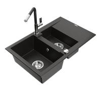 Mexen Gaspar évier en granit 1,5 chambre avec mitigeur, noir/or