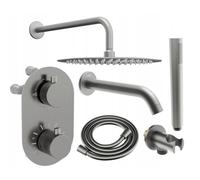 Mexen Kai DR70 ensemble baignoire-douche encastré avec pommeau de 25 cm, gris acier brossé - 77602DR70251-66 6501 5907709136724