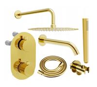 Mexen Kai Ensemble baignoire-douche encastrable DR70 avec pommeau de douche 25 cm, doré - 77602DR70251-50 6498 5907709161207