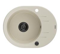 Mexen Kevin Évier en granit 1 cuve avec égouttoir 586 x 458 mm, beige, siphon noir - 6517581005-69-B 16386 5905315013590
