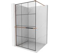 Mexen Kioto+ cloison de douche avec étagère Walk-in 120 x 200 cm, grille noire, or rose - 800-120-121-60-77 13988 5907709178359