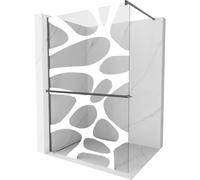 Mexen Kioto+ cloison de douche avec étagère Walk-in 120 x 200 cm, vague blanche, gris gun brossé - 800-120-121-66-97 38051 5905315248848