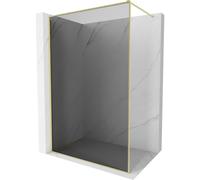 Mexen Kioto-F cloison de douche Walk-in avec cadre 140 x 202 cm, graphite 8 mm, or brossé - 800-140-104-55-40 55341 5905315465900