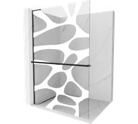 Mexen Kioto+ L panneau de douche avec étagère Walk-in 100 x 200 cm, vague blanche, noir - 800-100-123-70-97 40359 5905315265173