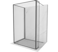 Mexen Kioto Panneau de douche Walk-in 110 x 70 x 40 cm, cadre noir, gris canon brossé - 800-110-070-221-66-70-040 52594 5905315375261