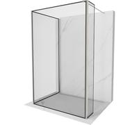 Mexen Kioto paroi de douche à l'italienne 100 x 100 x 40 cm, cadre noir, nickel brossé - 800-100-100-221-97-70-040 52754 5905315376329