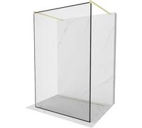 Mexen Kioto paroi de douche autoportante 120 x 200 cm, cadre noir 8 mm, or brossé - 800-120-002-55-70 36299 5905315267689