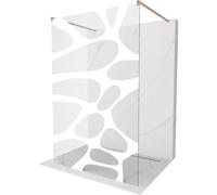 Mexen Kioto paroi de douche autoportante 120 x 200 cm, vague blanche 8 mm, cuivre brossé - 800-120-002-65-97 36456 5905315268556