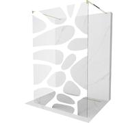 Mexen Kioto paroi de douche autoportante 140 x 200 cm, vague blanche 8 mm, or - 800-140-002-50-97 14189 5907709134393