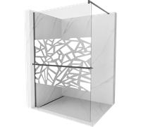 Mexen Kioto+ paroi de douche avec étagère Walk-in 100 x 200 cm, motif blanc, gris pistolet brossé - 800-100-121-66-85 38038 5905315248596
