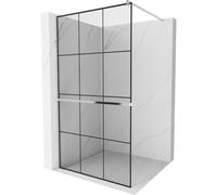 Mexen Kioto+ paroi de douche avec étagère Walk-in 110 x 200 cm, grille noire, chrome - 800-110-121-01-77 13744 5907709169258