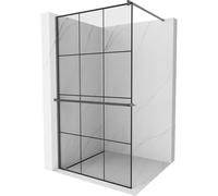 Mexen Kioto+ paroi de douche avec étagère Walk-in 110 x 200 cm, grille noire, gris gun brossé - 800-110-121-66-77 38015 5905315248695