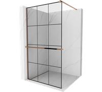Mexen Kioto+ paroi de douche avec étagère Walk-in 110 x 200 cm, grille noire, or rose - 800-110-121-60-77 13987 5907709178250