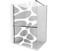 Mexen Kioto+ paroi de douche avec étagère Walk-in 110 x 200 cm, vague blanche, noire - 800-110-121-70-97 13864 5907709179080