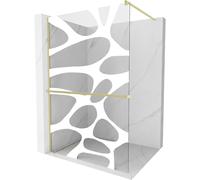 Mexen Kioto+ paroi de douche avec étagère Walk-in 110 x 200 cm, vague blanche, or brossé - 800-110-121-55-97 37106 5905315246752