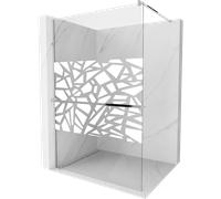Mexen Kioto+ paroi de douche avec étagère Walk-in 120 x 200 cm, motif blanc, chrome - 800-120-121-01-85 13761 5907709169371