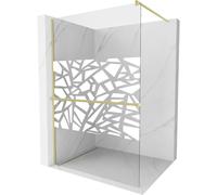 Mexen Kioto+ paroi de douche avec étagère Walk-in 120 x 200 cm, motif blanc, doré brossé - 800-120-121-55-85 37099 5905315246868