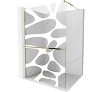 Mexen Kioto+ paroi de douche avec étagère Walk-in 70 x 200 cm, vague blanche, dorée - 800-070-121-50-97 13924 5907709169685
