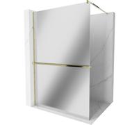 Mexen Kioto+ paroi de douche avec étagère Walk-in 90 x 200 cm, miroir, dorée - 800-090-121-50-50 13886 5907709169838