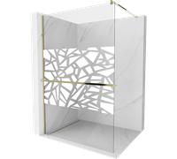 Mexen Kioto+ paroi de douche avec étagère Walk-in 90 x 200 cm, motif blanc, or - 800-090-121-50-85 13918 5907709169876