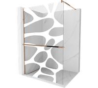 Mexen Kioto+ paroi de douche avec étagère Walk-in 90 x 200 cm, vague blanche, or rose - 800-090-121-60-97 14009 5907709178083
