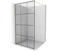Mexen Kioto Paroi de douche Walk-in 100 x 200 cm, carreaux noirs 8 mm, or brossé - 800-100-101-55-77 37421 5905315240224