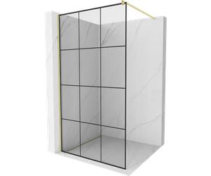 Mexen Kioto Paroi de douche Walk-in 100 x 200 cm, carreaux noirs 8 mm, or brossé - 800-100-101-55-77 37421 5905315240224