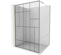 Mexen Kioto paroi de douche Walk-in 100 x 200 cm, motif noir 8 mm, doré - 800-100-101-50-78 2909 5907709132054