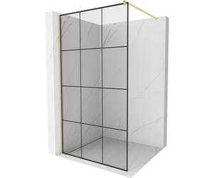 Mexen Kioto paroi de douche Walk-in 120 x 200 cm, carreaux noirs 8 mm, doré brossé - 800-120-101-55-77 37424 5905315240484